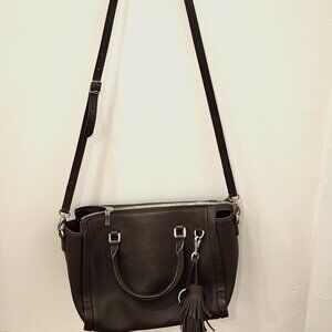 Valentina Dark Brown Croc Leather Satchel/Crossbody Bag